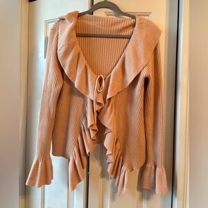 Zara Ribbed Knit Cardigan in beige